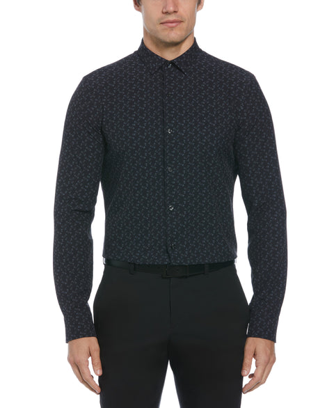 Slim Fit Total Stretch Diagonal Floral Print Dress Shirt (Forged Iron) 