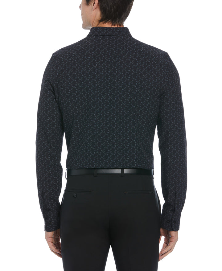 Slim Fit Total Stretch Diagonal Floral Print Dress Shirt (Forged Iron) 