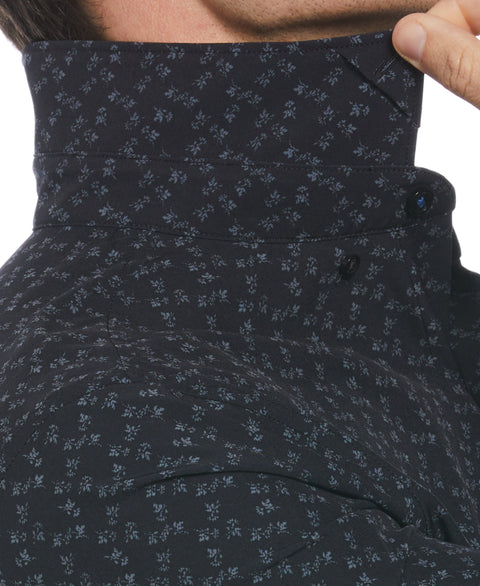 Slim Fit Total Stretch Diagonal Floral Print Dress Shirt (Forged Iron) 