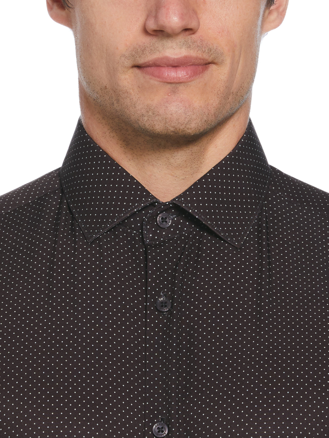 Total Stretch Black Dots Print Shirt (Black) 