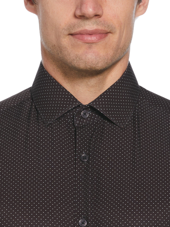 Total Stretch Black Dots Print Shirt (Black) 