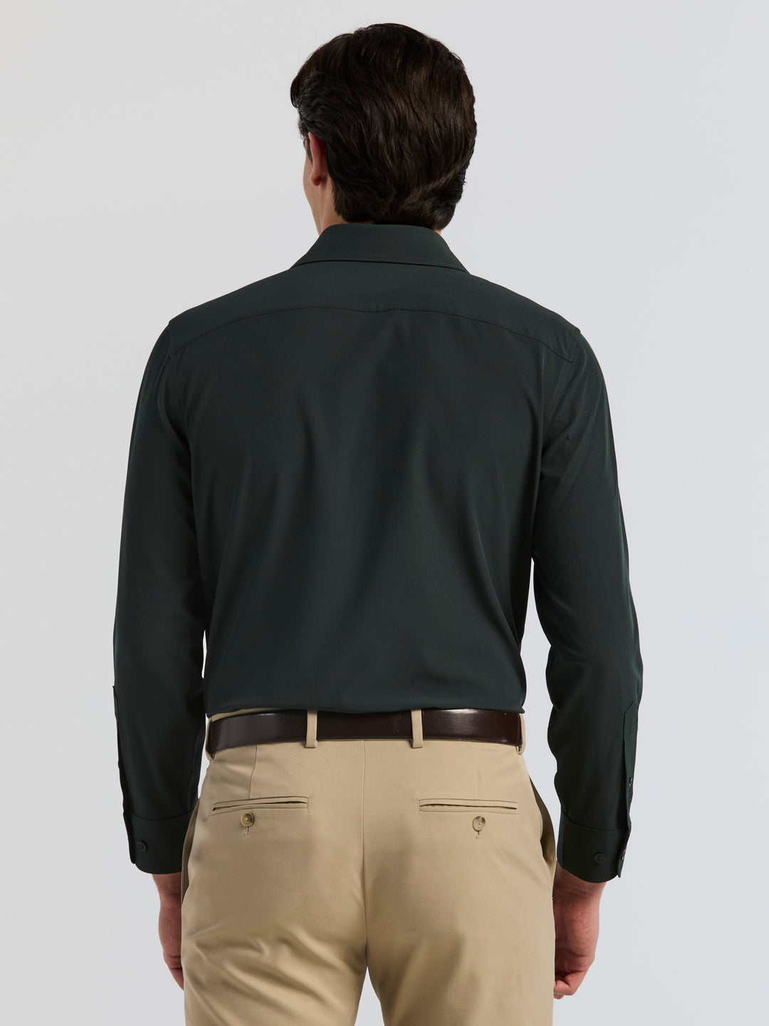 Men's Long Sleeve Slim Fit Solid Dress Shirt (Forest River) 