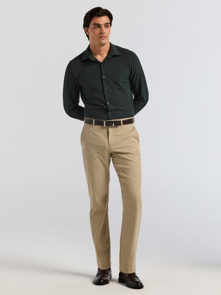 Men's Long Sleeve Slim Fit Solid Dress Shirt (Forest River) 