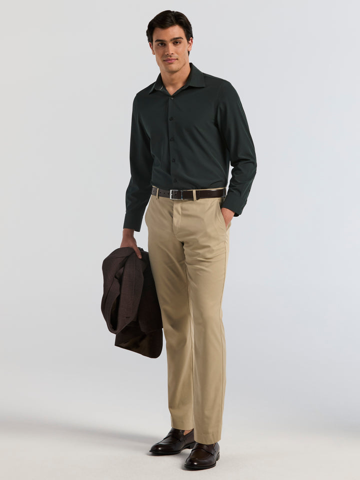 Men's Long Sleeve Slim Fit Solid Dress Shirt (Forest River) 
