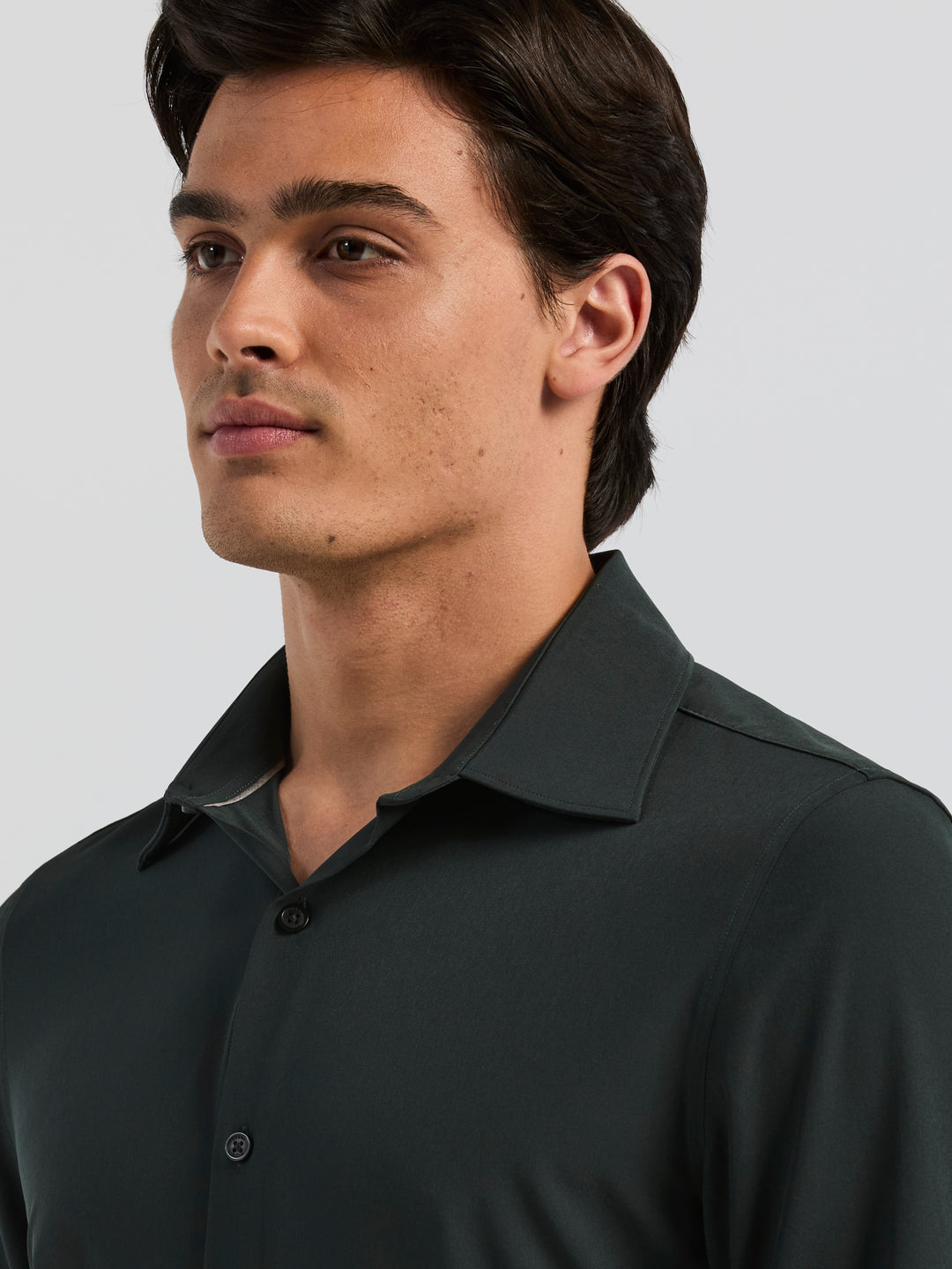 Men's Long Sleeve Slim Fit Solid Dress Shirt (Forest River) 