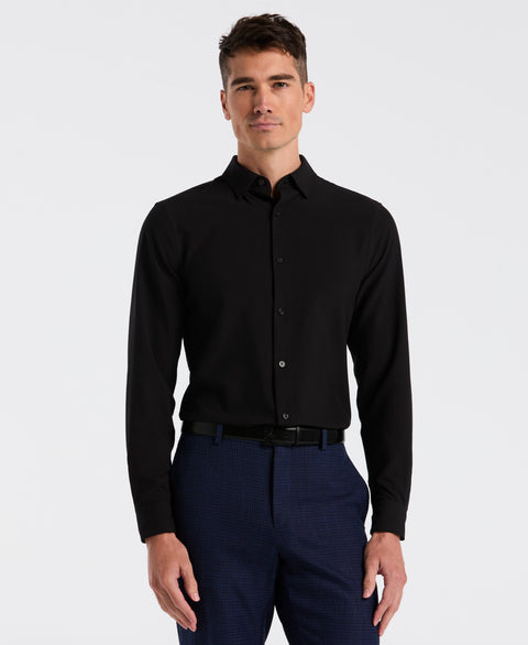 Slim Fit Tech Solid Total Stretch Dress Shirt (Black) 