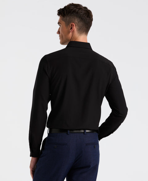 Slim Fit Tech Solid Total Stretch Dress Shirt (Black) 