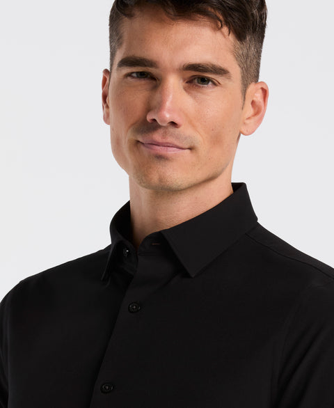 Slim Fit Tech Solid Total Stretch Dress Shirt (Black) 