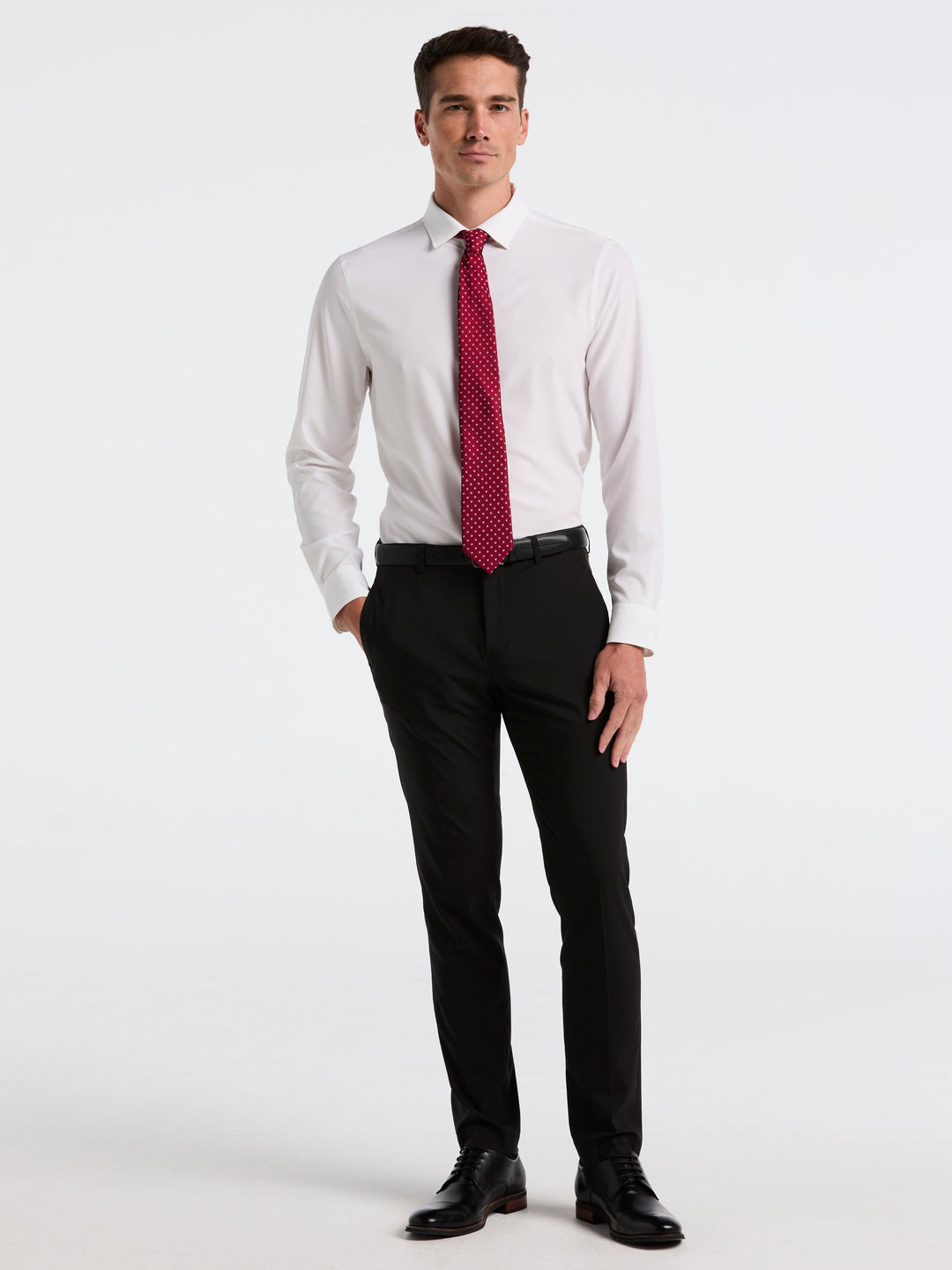Slim Fit Tech Solid Total Stretch Dress Shirt (Bright White) 