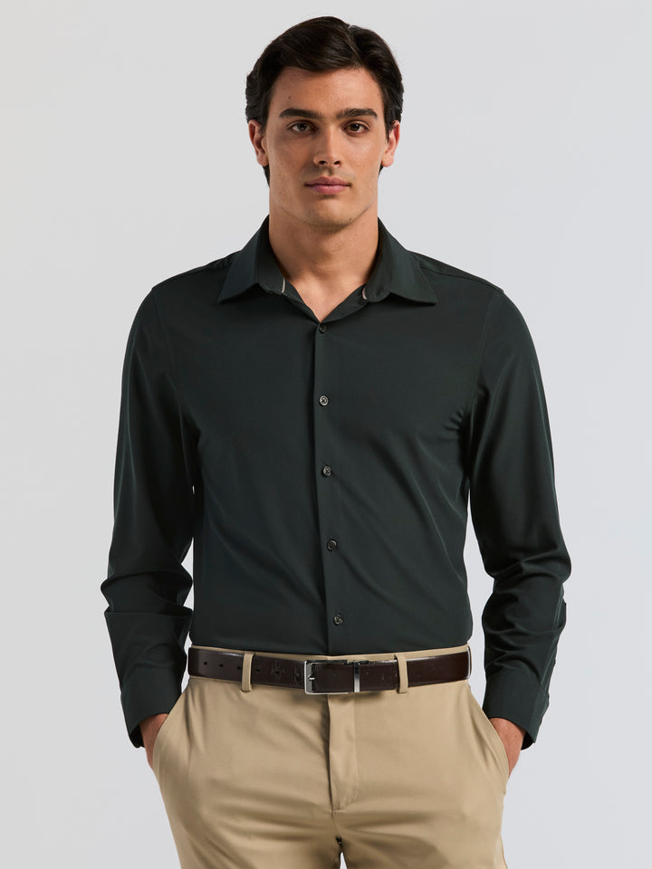 Men's Long Sleeve Slim Fit Solid Dress Shirt (Forest River) 