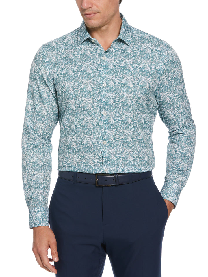 Total Stretch Floral Print Shirt (Blue Wing Teal) 