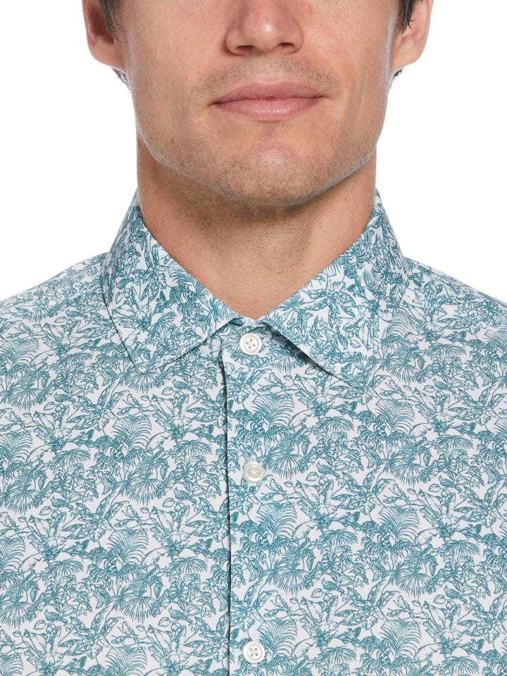 Total Stretch Floral Print Shirt (Blue Wing Teal) 