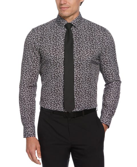 Total Stretch Black Flower Print Shirt (Black) 