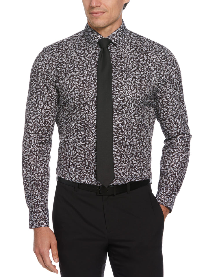 Total Stretch Black Flower Print Shirt (Black) 