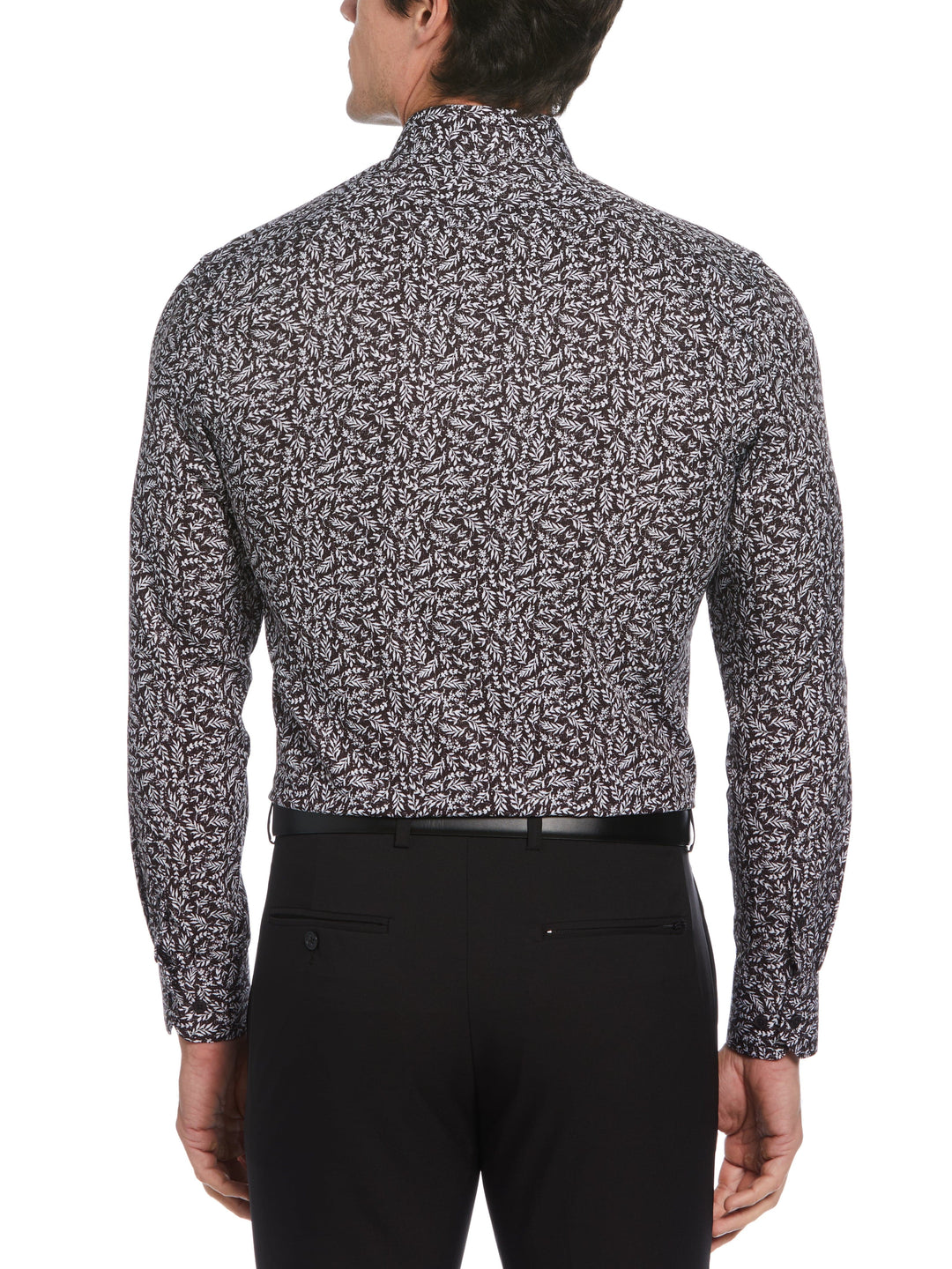 Total Stretch Black Flower Print Shirt (Black) 