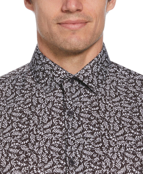 Total Stretch Black Flower Print Shirt (Black) 