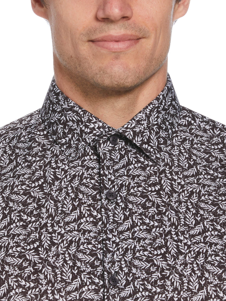 Total Stretch Black Flower Print Shirt (Black) 