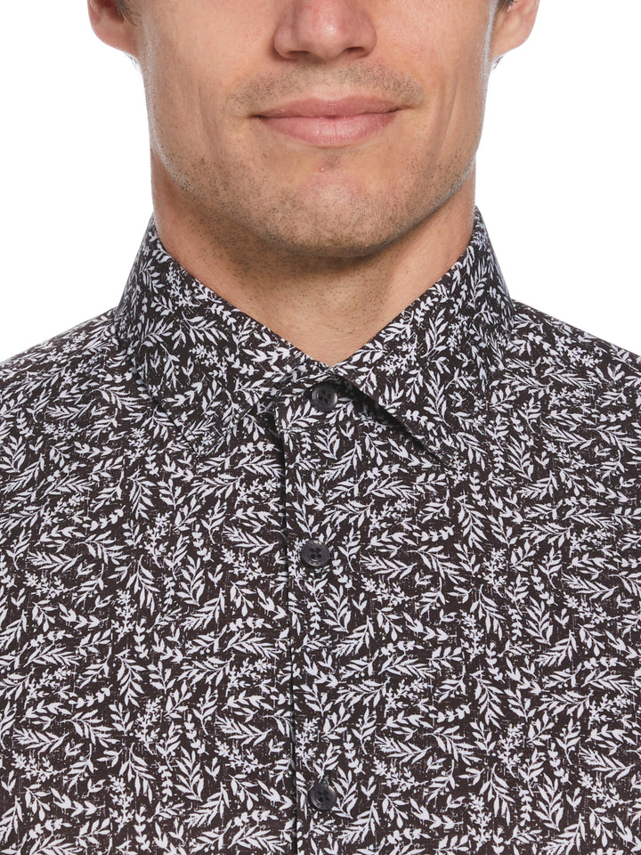 Total Stretch Black Flower Print Shirt (Black) 