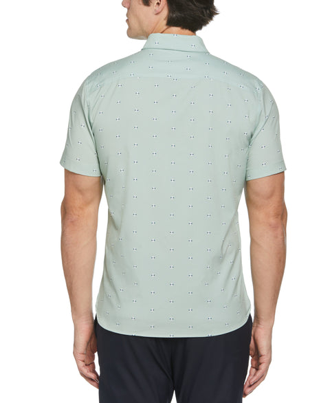 Slim Fit Total Stretch Geo Dot Print Shirt (Aqua Gray) 