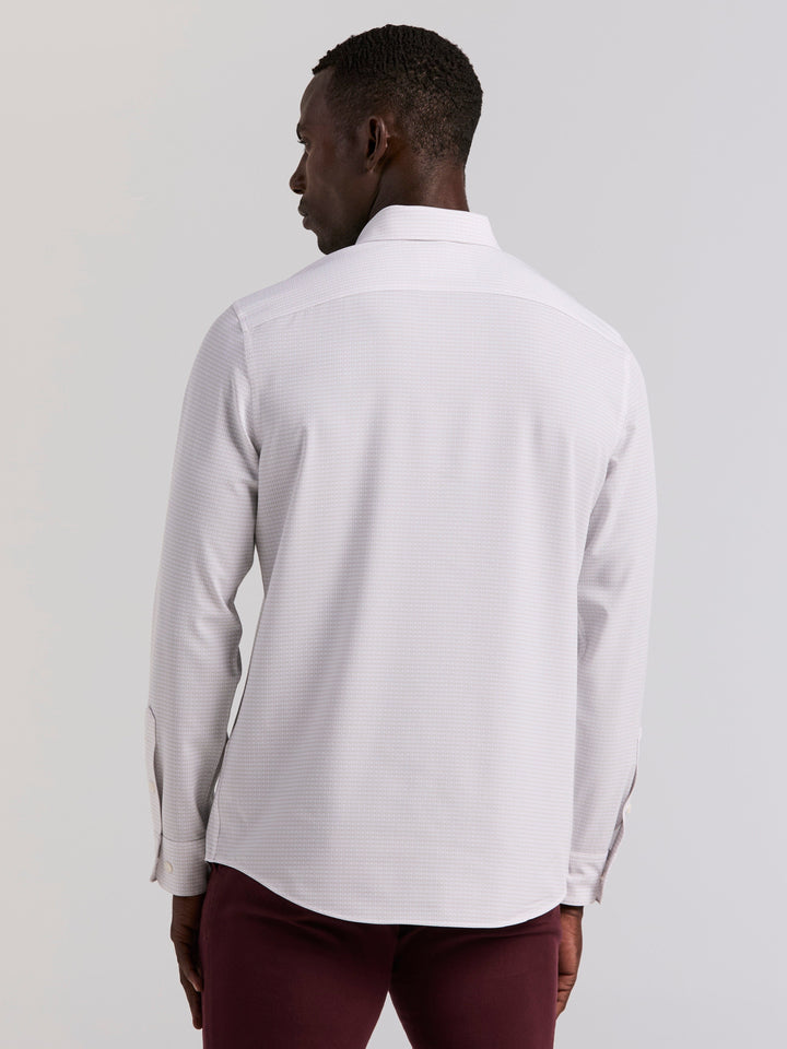 Geo Print Long Sleeve Slim Fit Shirt (Bright White) 