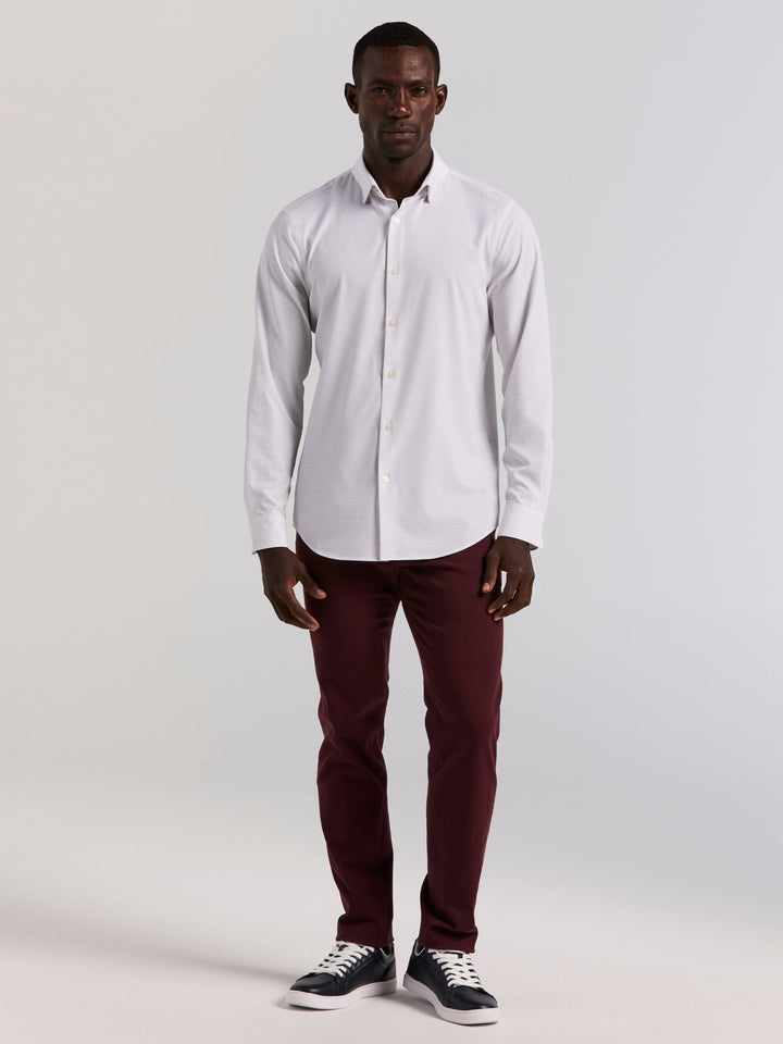 Geo Print Long Sleeve Slim Fit Shirt (Bright White) 