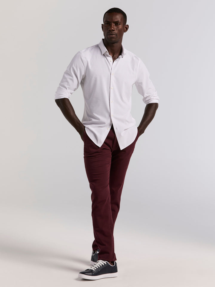 Geo Print Long Sleeve Slim Fit Shirt (Bright White) 