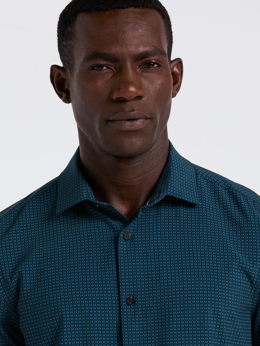 Geo Print Long Sleeve Slim Fit Shirt (Reflecting Pond) 