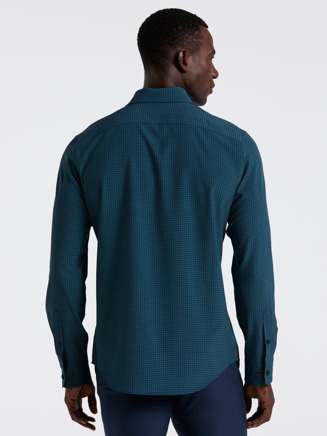 Geo Print Long Sleeve Slim Fit Shirt (Reflecting Pond) 