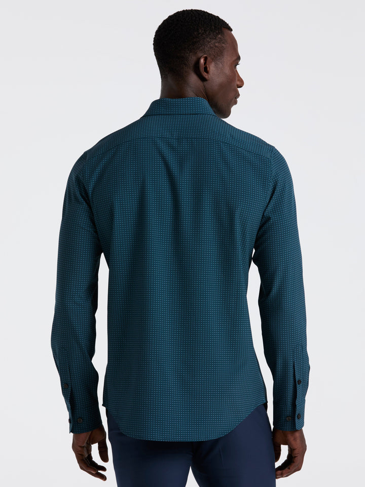Geo Print Long Sleeve Slim Fit Shirt (Reflecting Pond) 