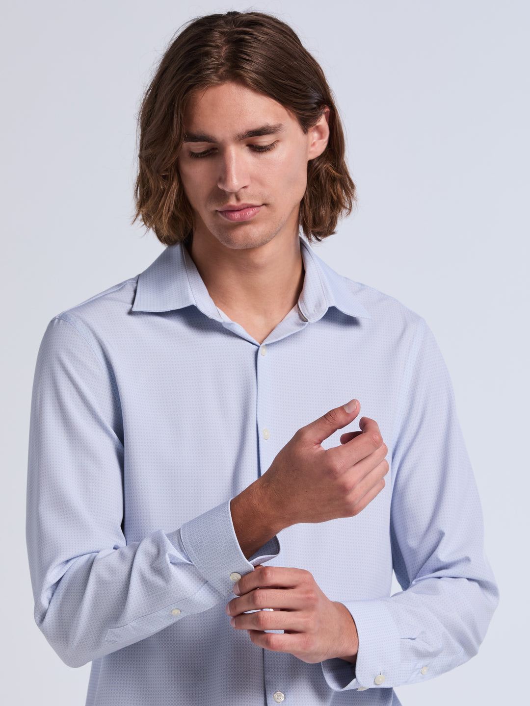 Slim Fit Total Stretch Geometric Print Dress Shirt