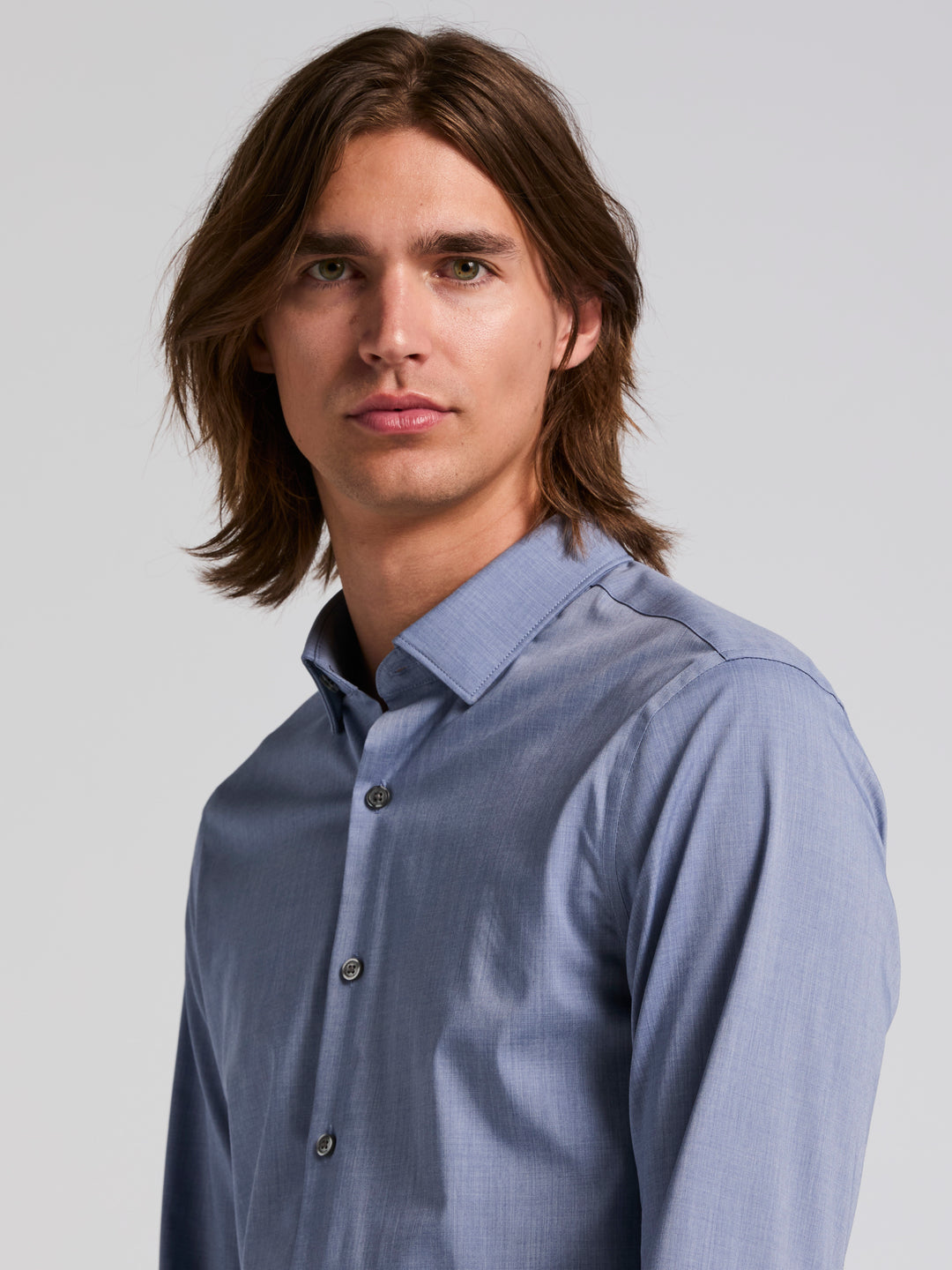 Slim Fit Twill Long Sleeve Performance Tech Shirt (Coastal Fjord) 