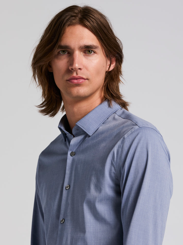 Slim Fit Twill Long Sleeve Performance Tech Shirt (Coastal Fjord) 