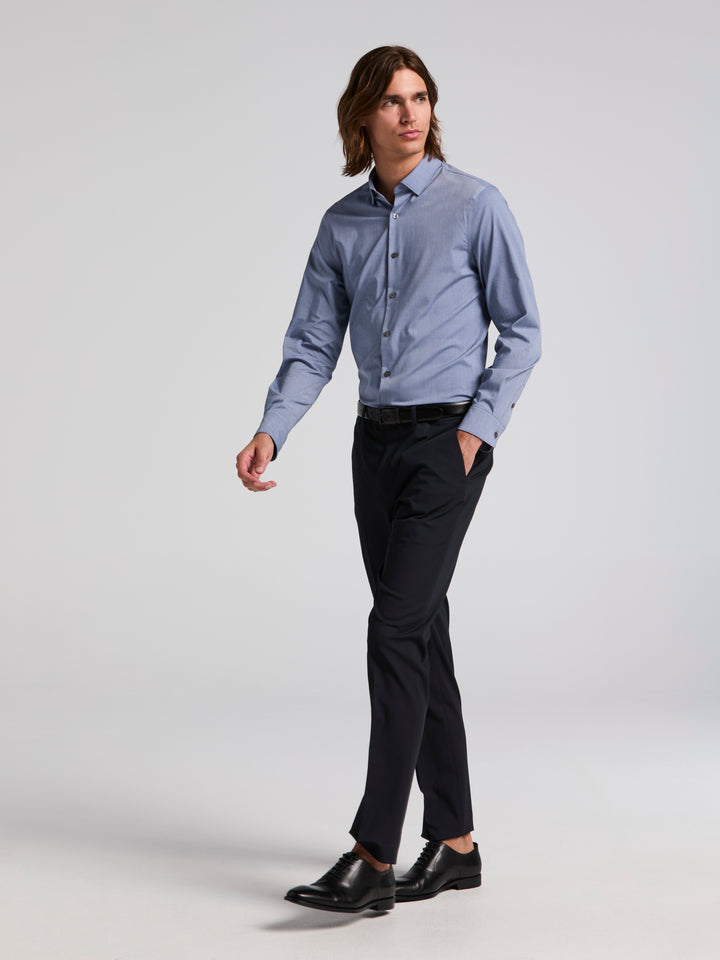 Slim Fit Twill Long Sleeve Performance Tech Shirt (Coastal Fjord) 