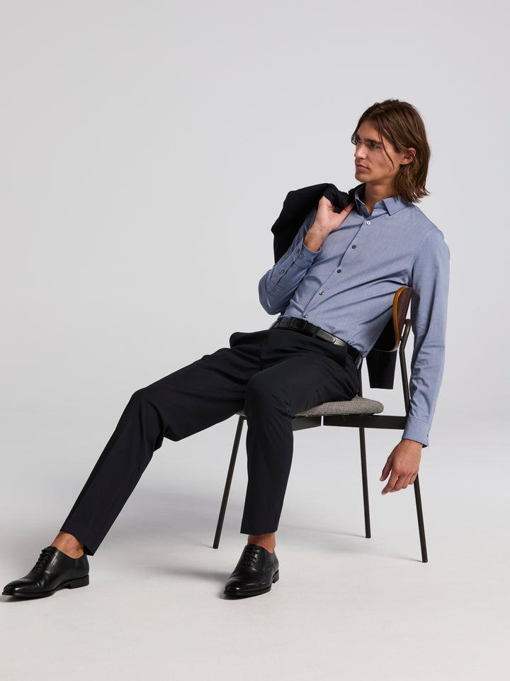 Slim Fit Twill Long Sleeve Performance Tech Shirt (Coastal Fjord) 