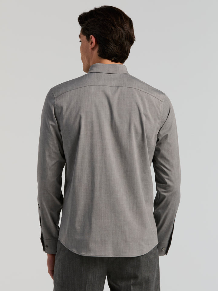 Slim Fit Twill Long Sleeve Performance Tech Shirt (Magnet) 