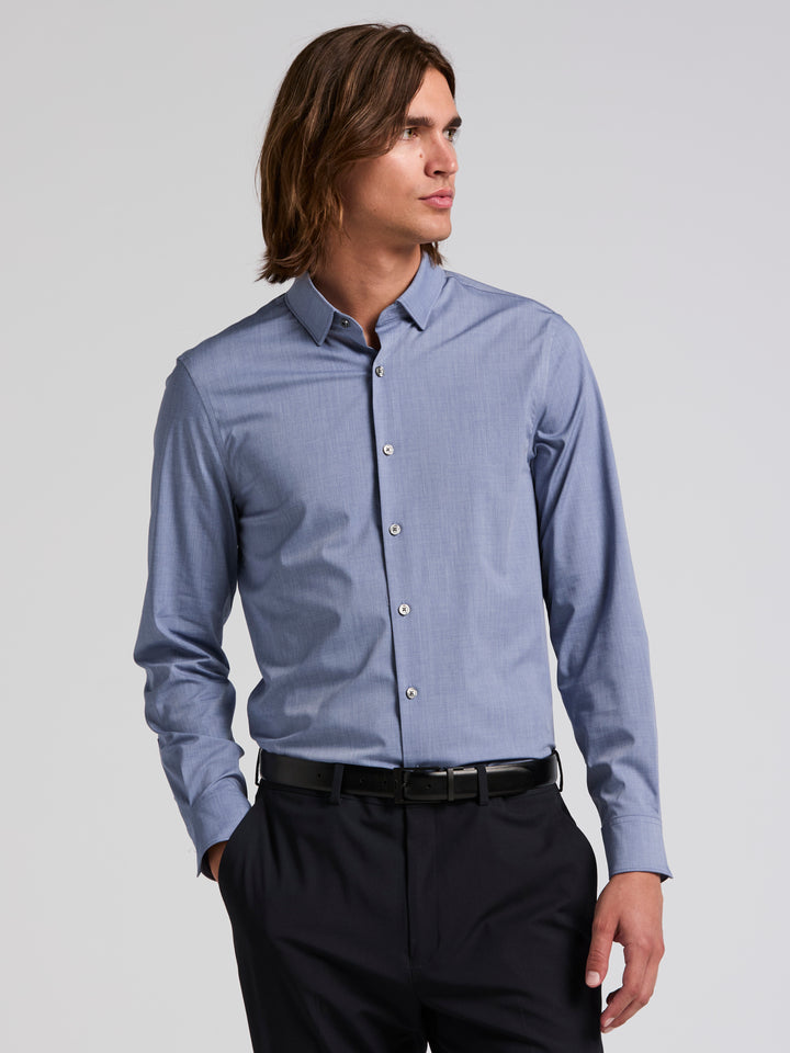 Slim Fit Twill Long Sleeve Performance Tech Shirt (Coastal Fjord) 