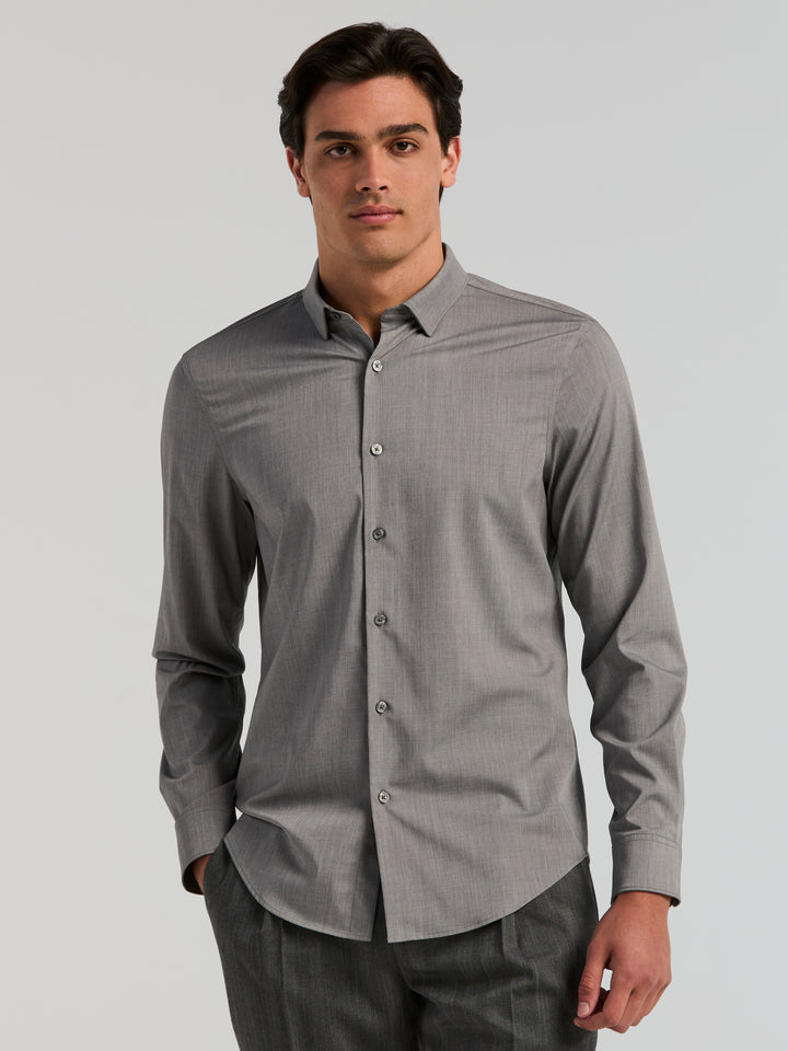 Slim Fit Twill Long Sleeve Performance Tech Shirt (Magnet) 