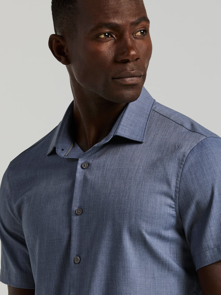 Slim Fit Short Sleeve Shirt (Dark Sapphire) 