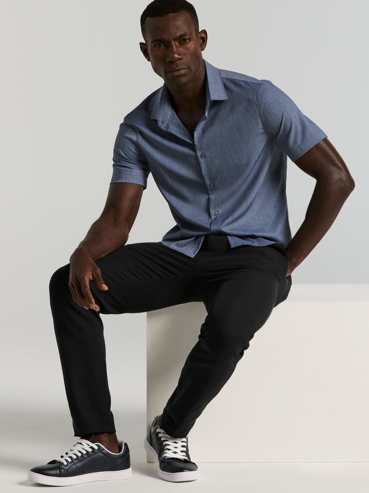 Slim Fit Short Sleeve Shirt (Dark Sapphire) 