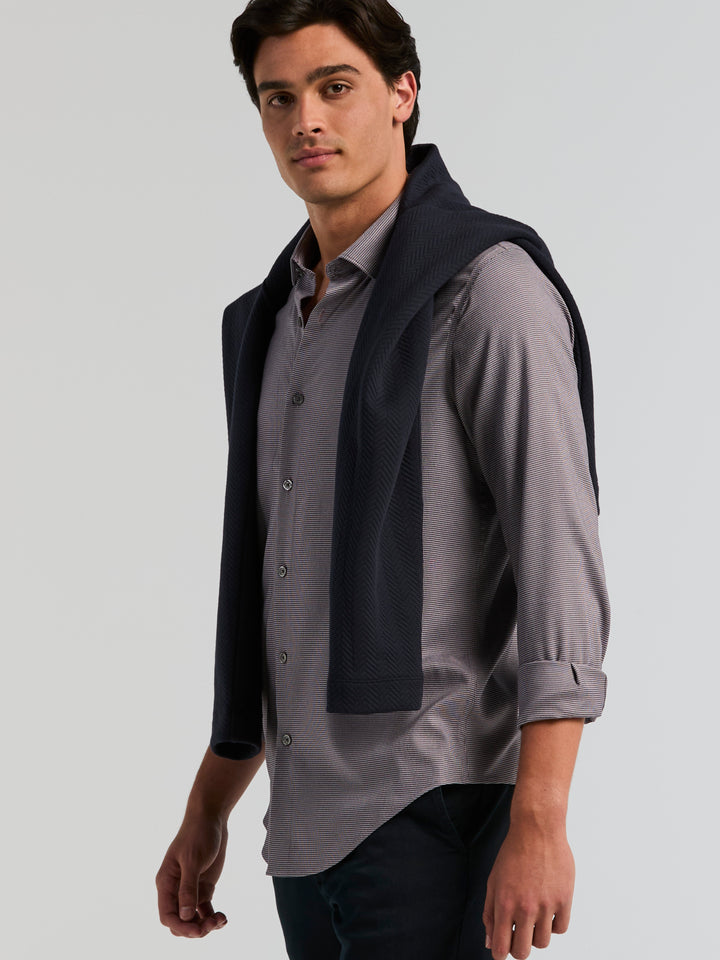 Houndstooth Twill Long Sleeve Shirt (Nightshade) 
