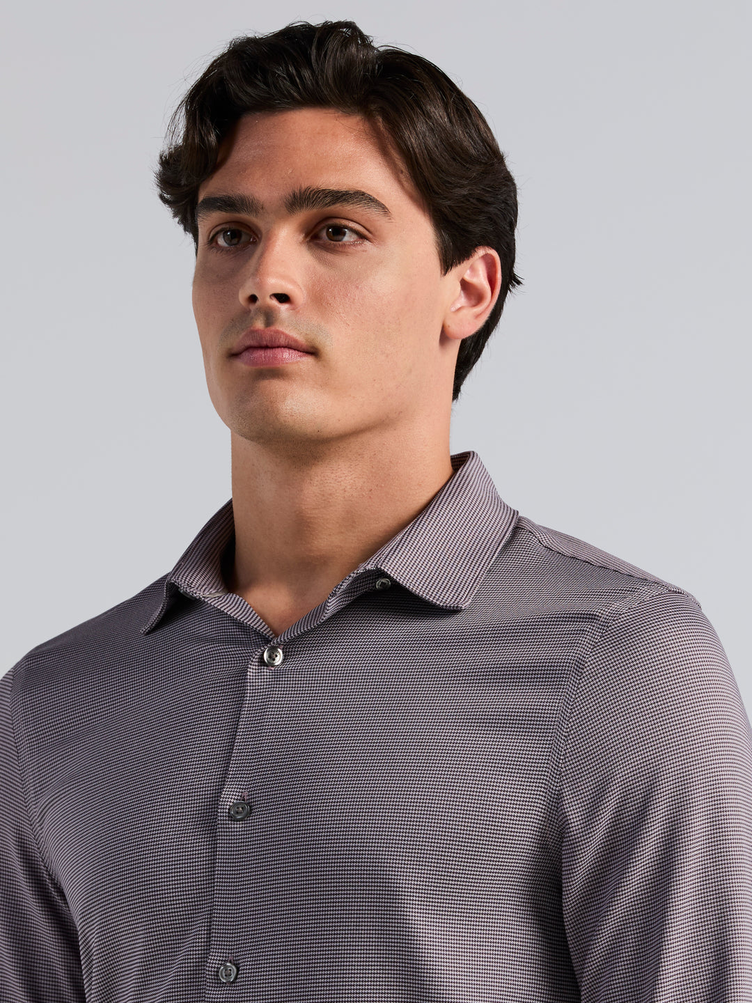 Houndstooth Twill Long Sleeve Shirt (Nightshade) 
