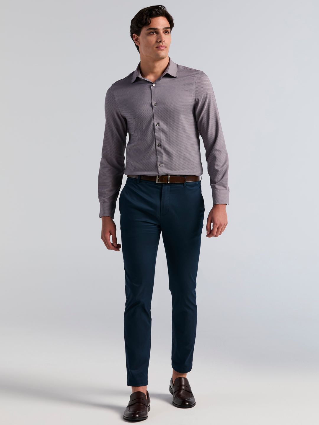 Houndstooth Twill Long Sleeve Shirt (Nightshade) 