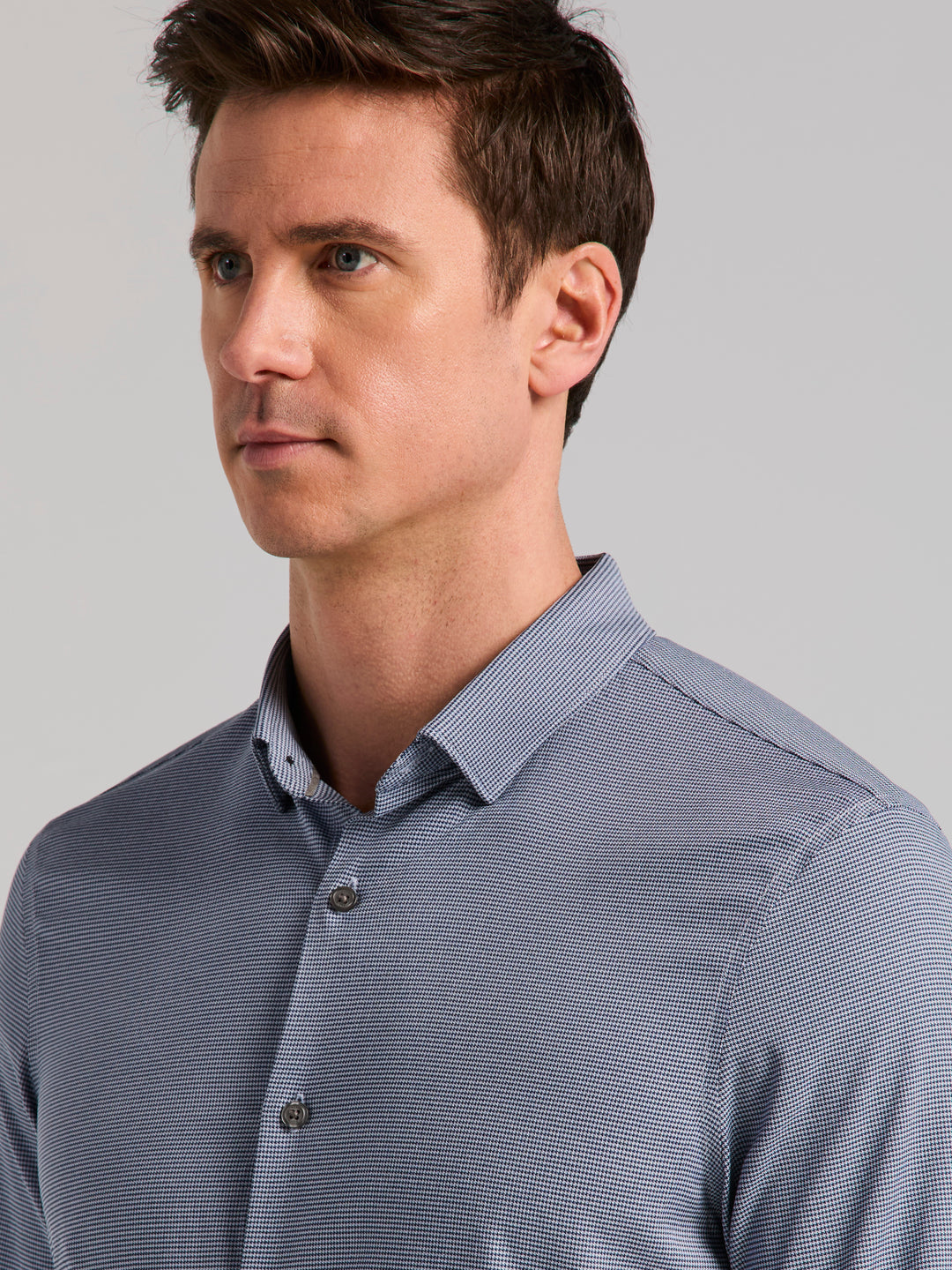 Houndstooth Twill Long Sleeve Shirt (Pageant Blue) 