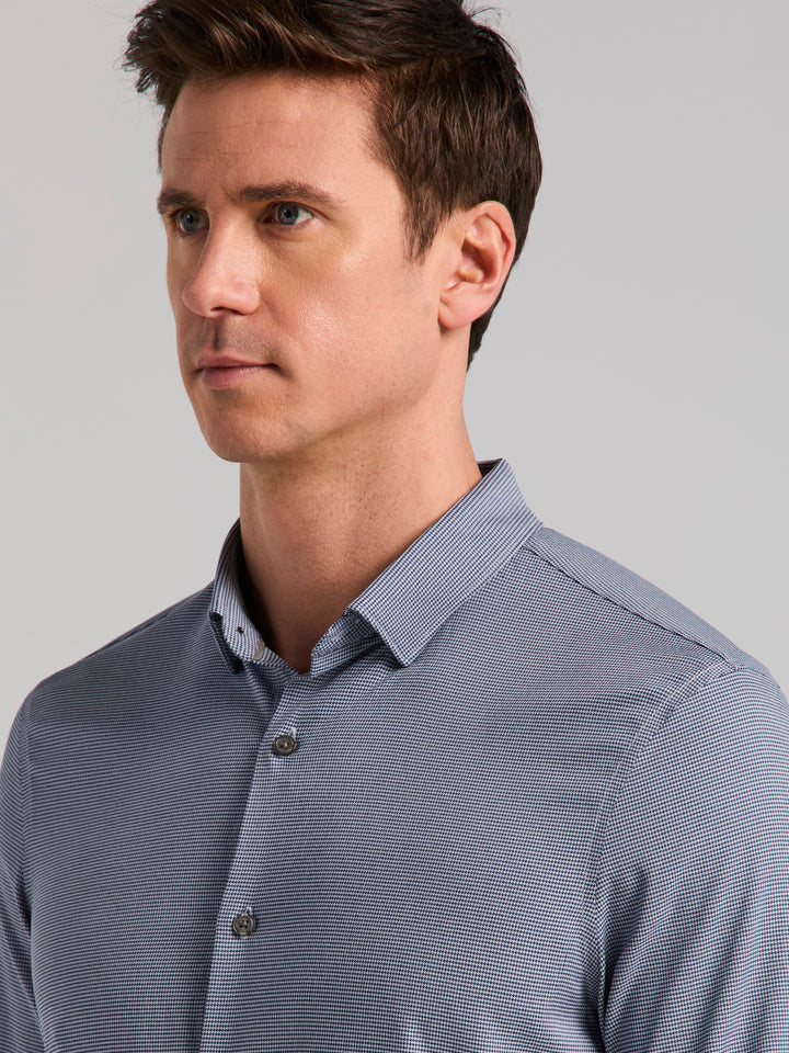 Houndstooth Twill Long Sleeve Shirt (Pageant Blue) 