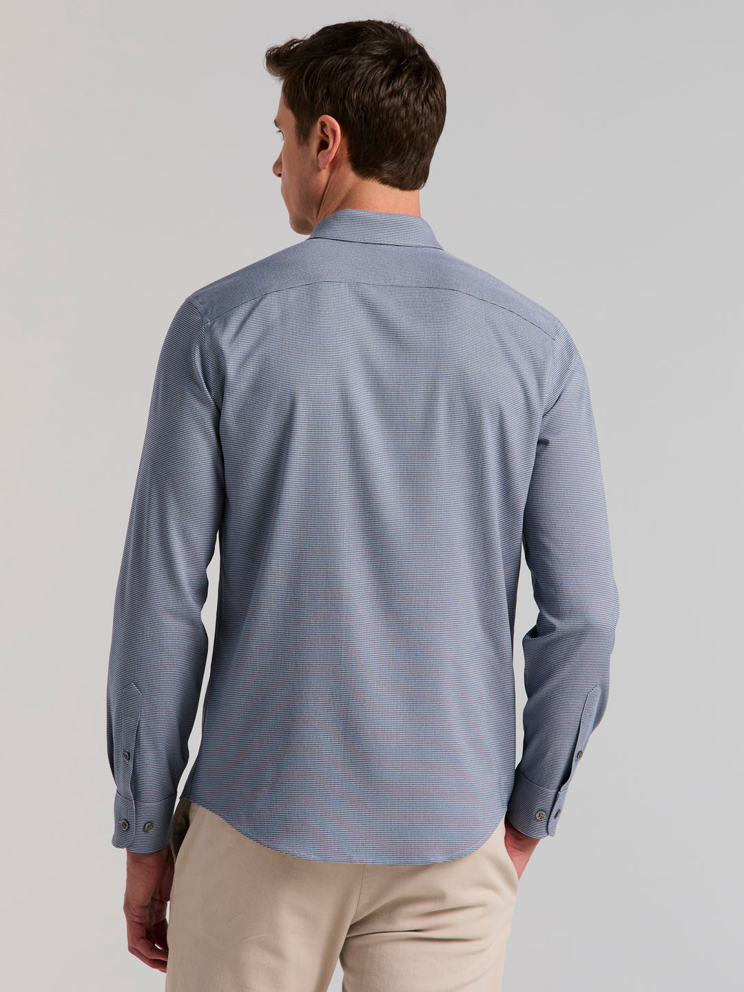 Houndstooth Twill Long Sleeve Shirt (Pageant Blue) 