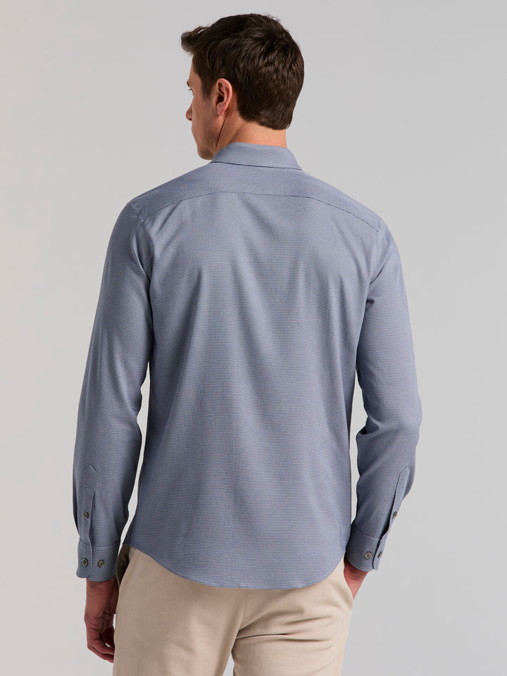 Houndstooth Twill Long Sleeve Shirt (Pageant Blue) 