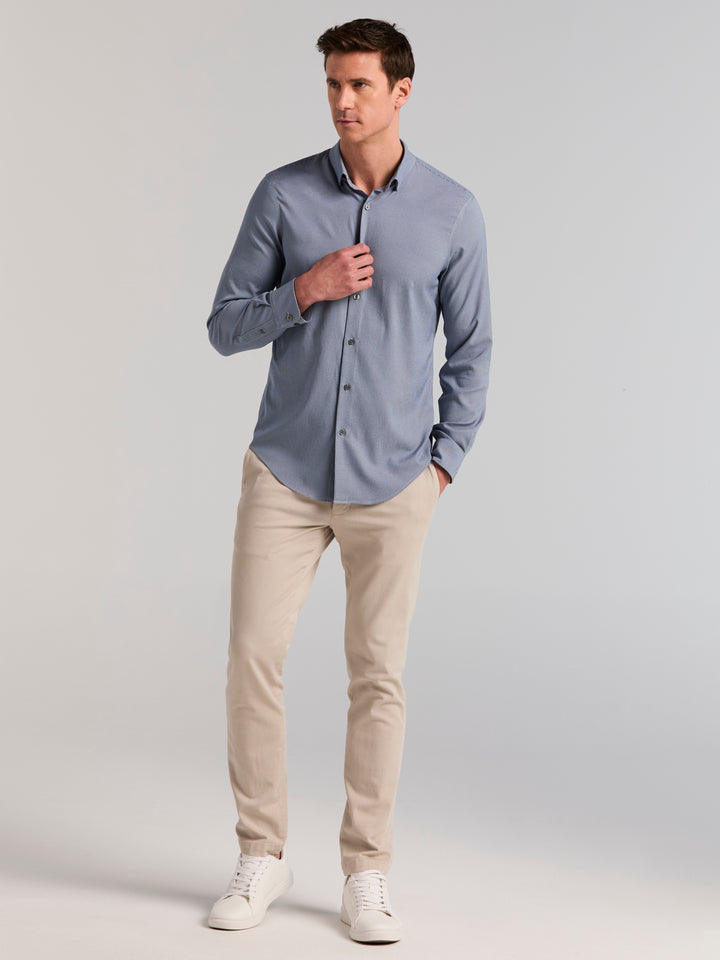 Houndstooth Twill Long Sleeve Shirt (Pageant Blue) 