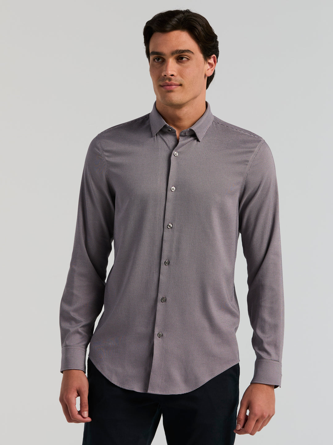 Houndstooth Twill Long Sleeve Shirt (Nightshade) 