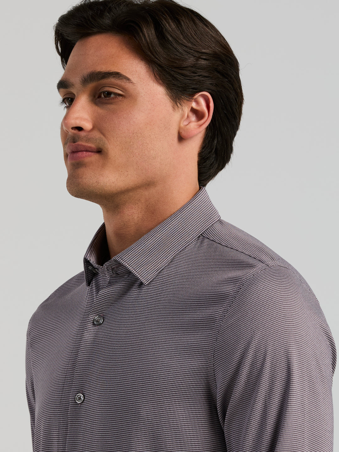Houndstooth Twill Long Sleeve Shirt (Nightshade) 