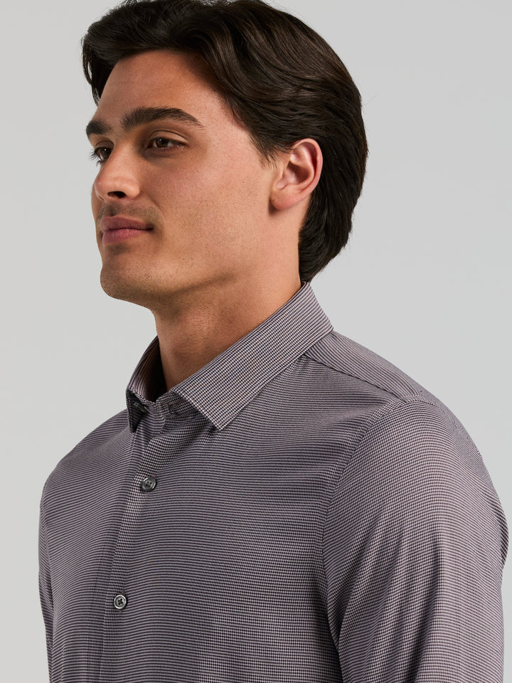 Houndstooth Twill Long Sleeve Shirt (Nightshade) 